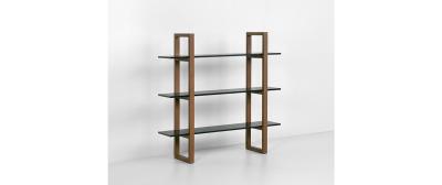Barton: Dark Walnut | Shelves: Black