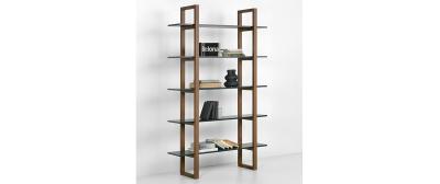Barton: Dark Walnut | Shelves: Black