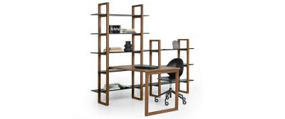 Barton: Dark Walnut | Shelves: Black