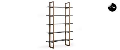 Barton: Dark Walnut | Shelves: Black