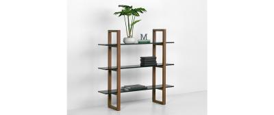 Barton: Dark Walnut | Shelves: Black