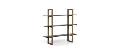 Barton: Dark Walnut | Shelves: Black