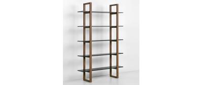 Barton: Dark Walnut | Shelves: Black