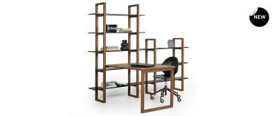 Barton: Dark Walnut | Shelves: Black