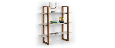 Barton: Dark Walnut | Shelves: White